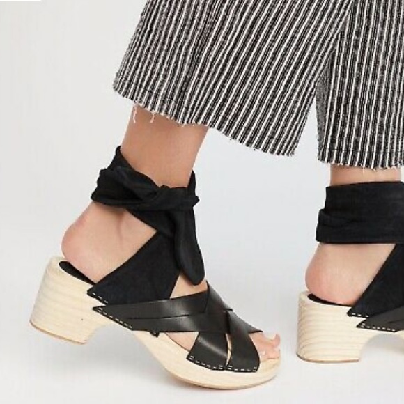 NWOT Free People Ankle Wrap Sandals Leather Suede - Picture 1 of 6